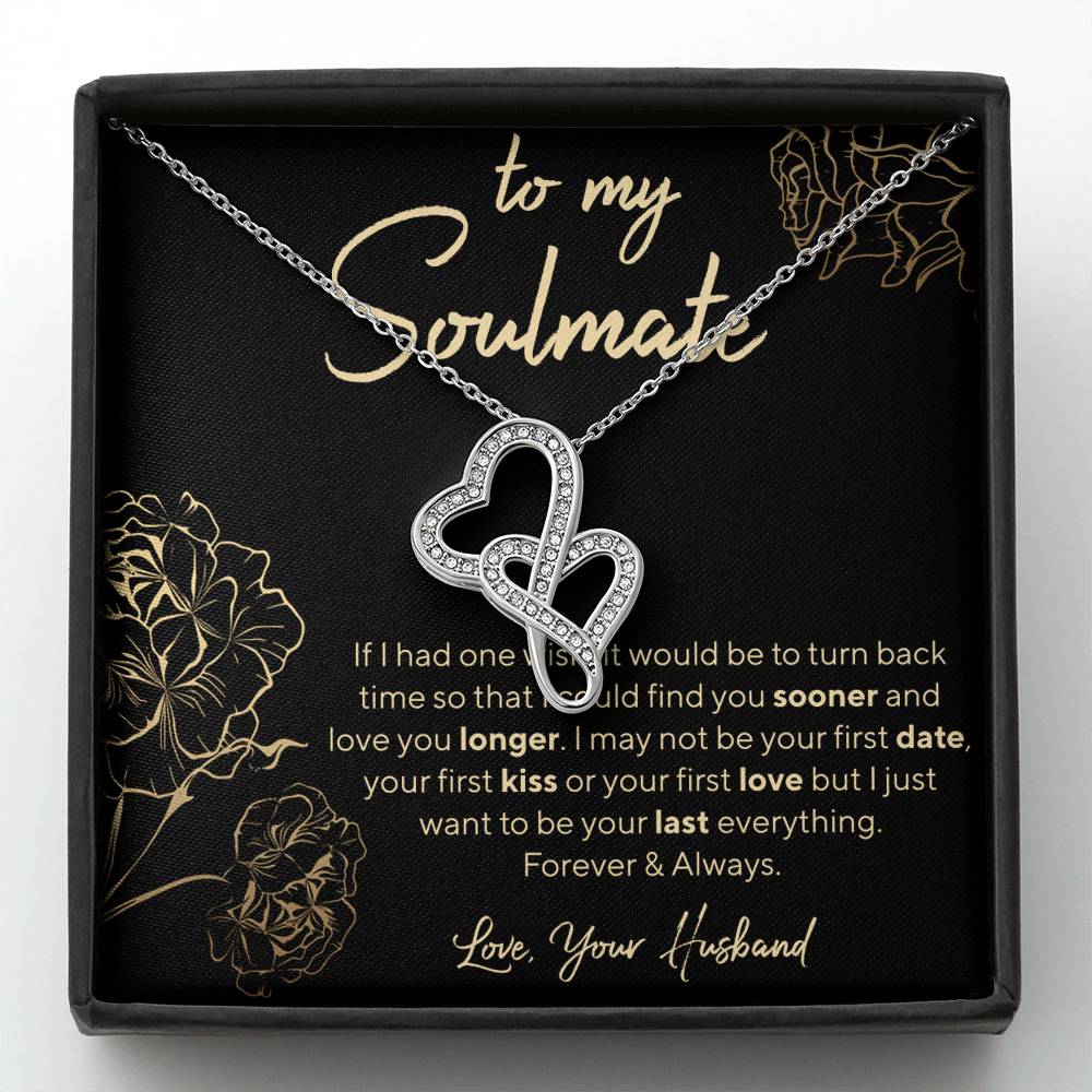Personalized Necklace, Soulmate Necklace, Hearts Necklace, Valentine Day Gift for Her, Pendant Necklace Wife, Gift for Girlfriend, Personalized Message Card