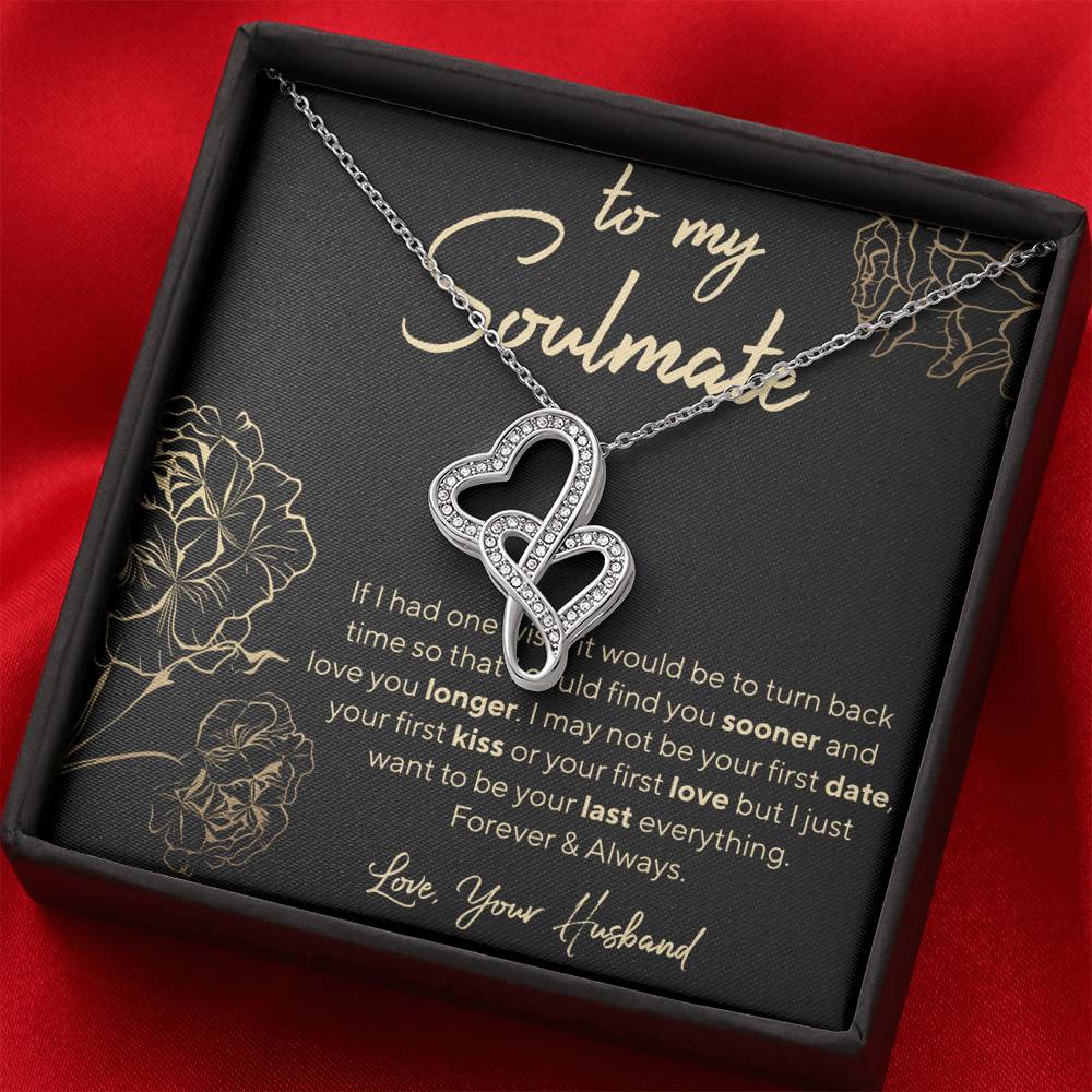 Personalized Necklace, Soulmate Necklace, Hearts Necklace, Valentine Day Gift for Her, Pendant Necklace Wife, Gift for Girlfriend, Personalized Message Card