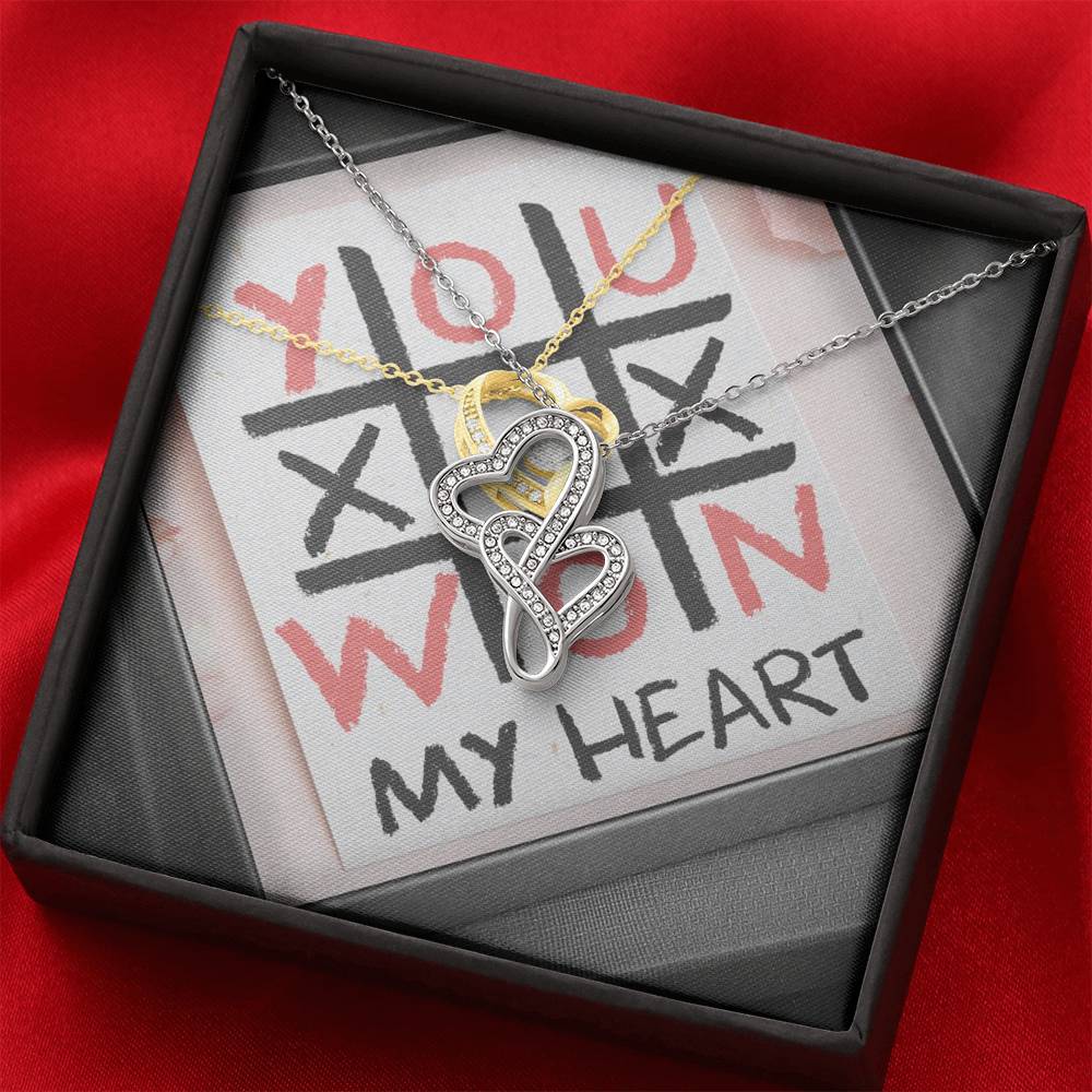 Personalized Wife Girlfriend Necklace for Her Valentines Birthday Anniversary Gift Double Hearts Necklace for Women with Message Card