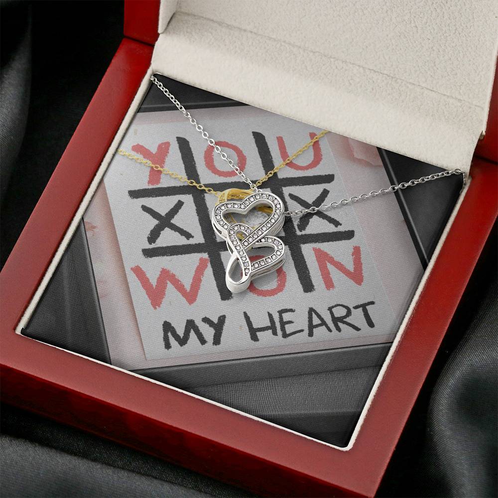 Personalized Wife Girlfriend Necklace for Her Valentines Birthday Anniversary Gift Double Hearts Necklace for Women with Message Card