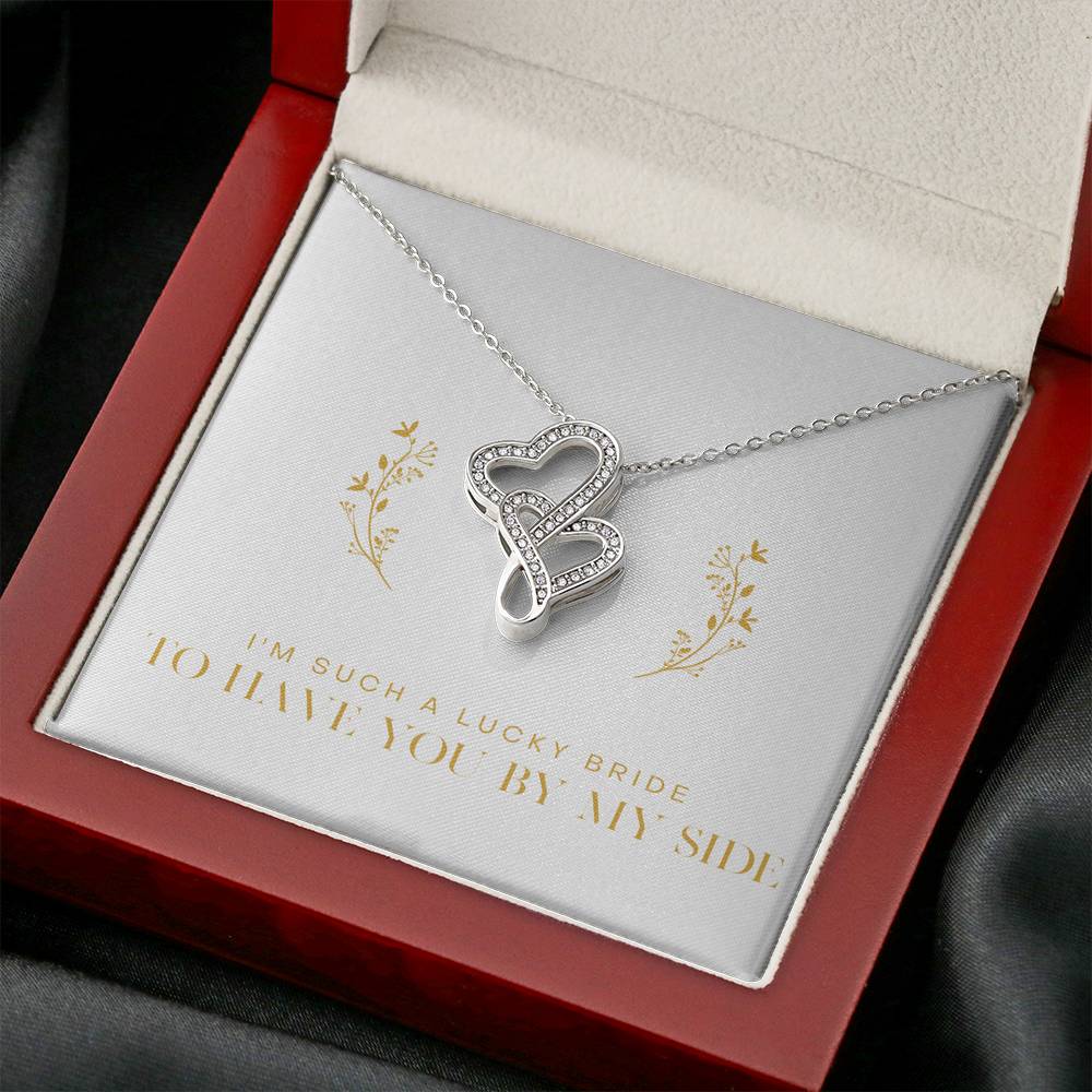 Personalized Necklace Gift For Women Custom Double Heart Pendent From Bride