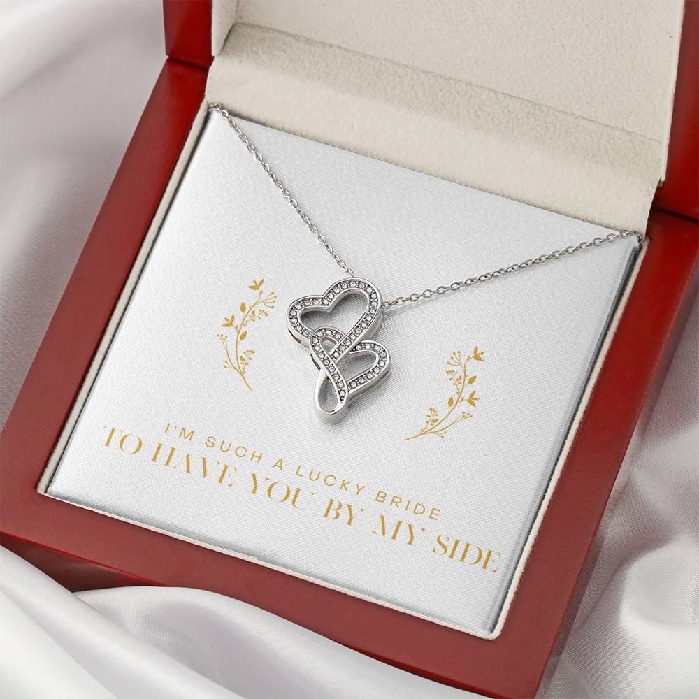 Personalized Necklace Gift For Women Custom Double Heart Pendent From Bride