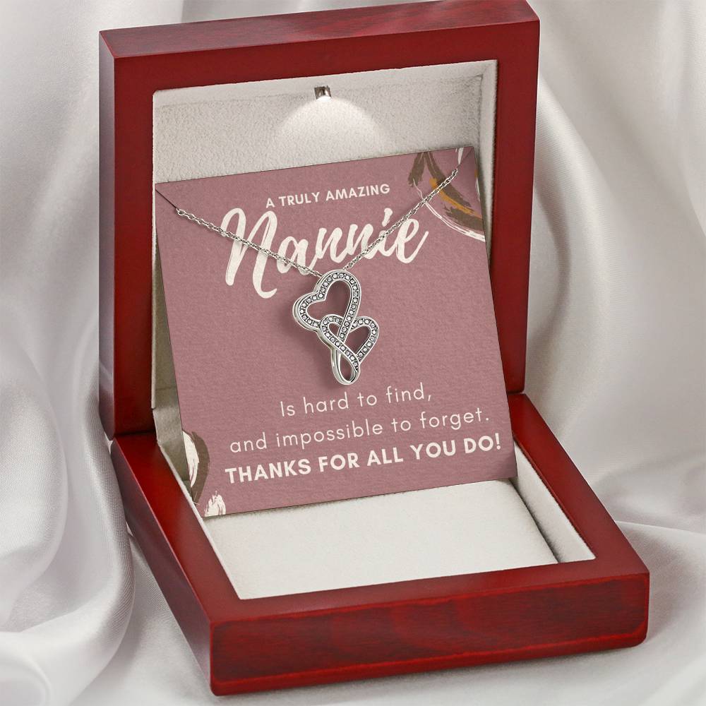 Mothers Day Gift For Nannie Double Heart love Necklace