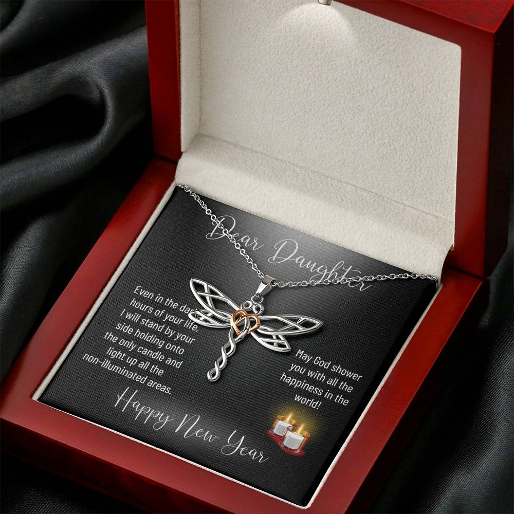 Personalized Gift Daughter Necklace for Her Valentines Birthday Gift Dragonfly Dream Necklace for Women with Message Card