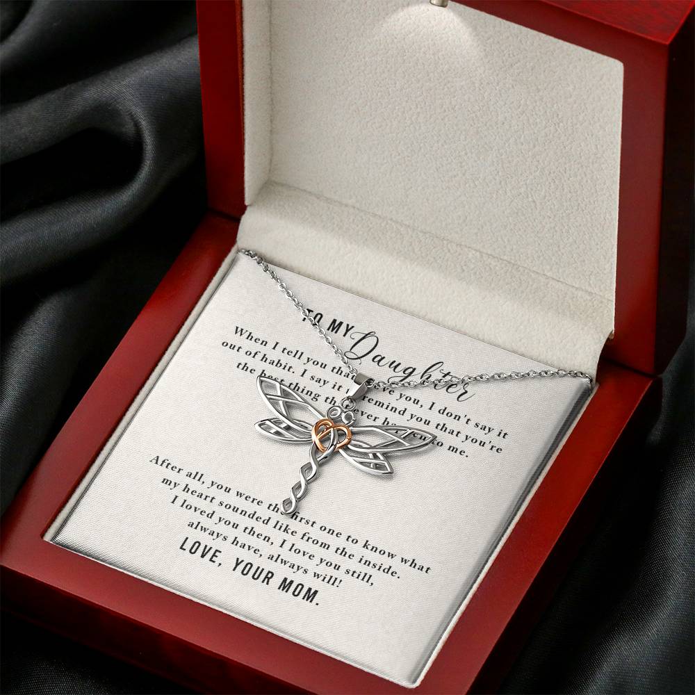 Personalized To my Daughter Necklace for Her Valentines Birthday Gift Dragonfly Dream Necklace for Women with Message Card
