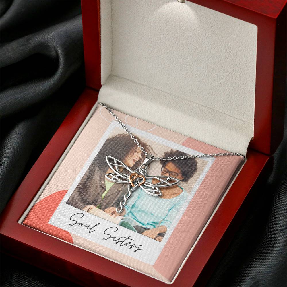 Personalized Gift Sister Necklace for Her Valentines Birthday Gift Dragonfly Dreams Necklaces for Women with Message Card