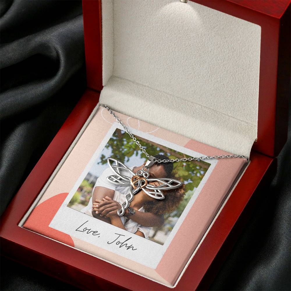 Personalized Gift Boyfriend Necklace for Her Valentines Birthday Gift Dragonfly Dream Necklace for Women with Message Card