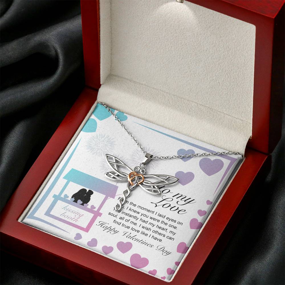 Personalized Wife Girlfriend Necklace for Her Valentines Birthday Anniversary Gift Dragonfly Hearts Necklace for Women with Message Card