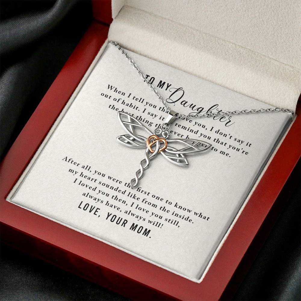 Personalized To my Daughter Necklace for Her Valentines Birthday Gift Dragonfly Dream Necklace for Women with Message Card