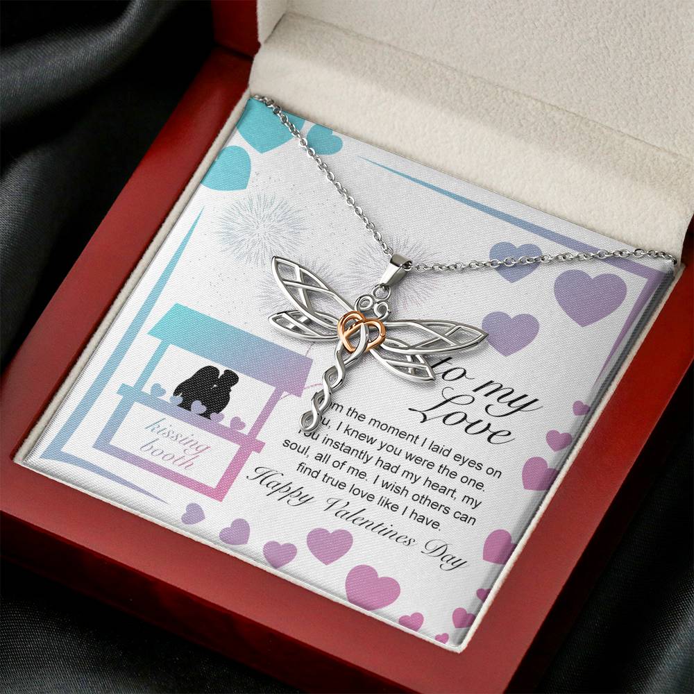 Personalized Wife Girlfriend Necklace for Her Valentines Birthday Anniversary Gift Dragonfly Hearts Necklace for Women with Message Card