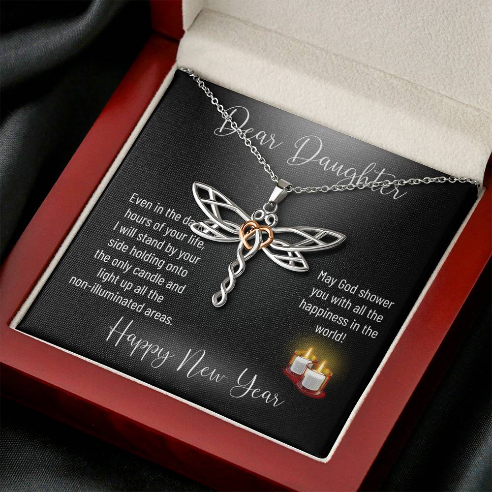 Personalized Gift Daughter Necklace for Her Valentines Birthday Gift Dragonfly Dream Necklace for Women with Message Card