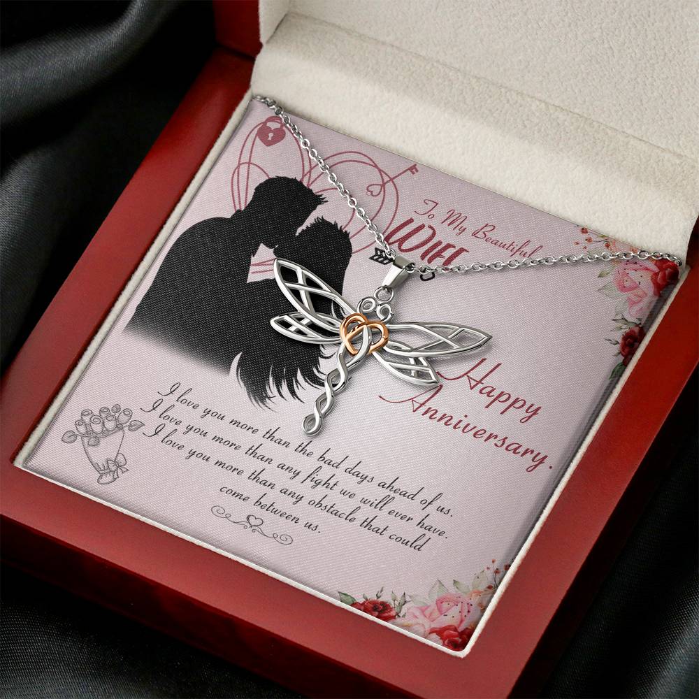 Dragonfly Dreams Necklace for Wife Personalized Birthday Gift for Her Valentines Anniversary Gifts To My Wife Necklace with message card from Husband Necklaces for Women