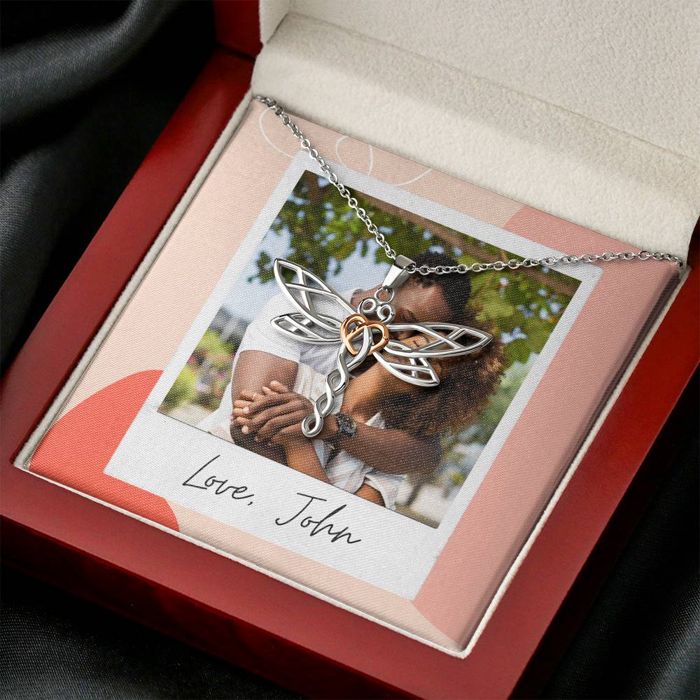 Personalized Gift Boyfriend Necklace for Her Valentines Birthday Gift Dragonfly Dream Necklace for Women with Message Card