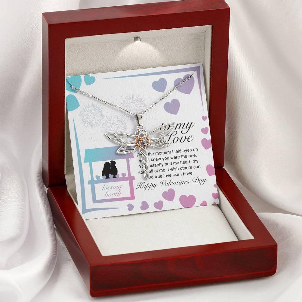 Personalized Wife Girlfriend Necklace for Her Valentines Birthday Anniversary Gift Dragonfly Hearts Necklace for Women with Message Card