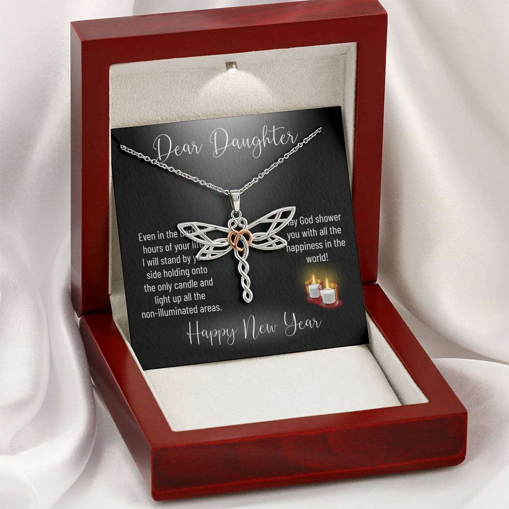 Personalized Gift Daughter Necklace for Her Valentines Birthday Gift Dragonfly Dream Necklace for Women with Message Card