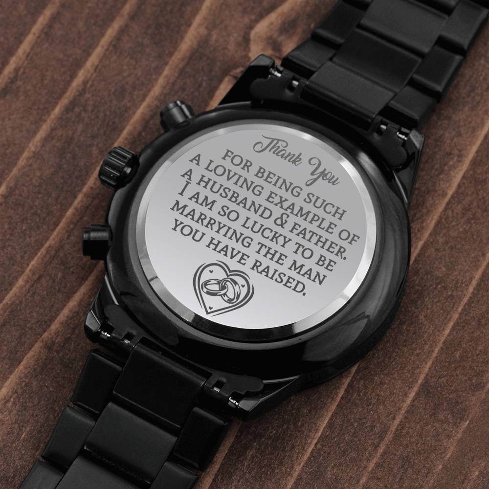 Father of the Groom Watch Proud To Be Your Son Watch Father of the Groom Engraved Watch Wedding Black Steel Groom to Dad Gift