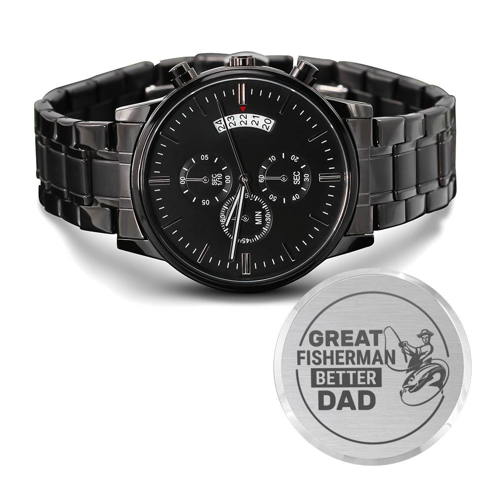 Personalized Gifts For Fisherman, Gifts For Fisherman Dad From Son Daughter, Engraved Watch Gift For Fisherman Dad, Best Fisherman Ever Dad