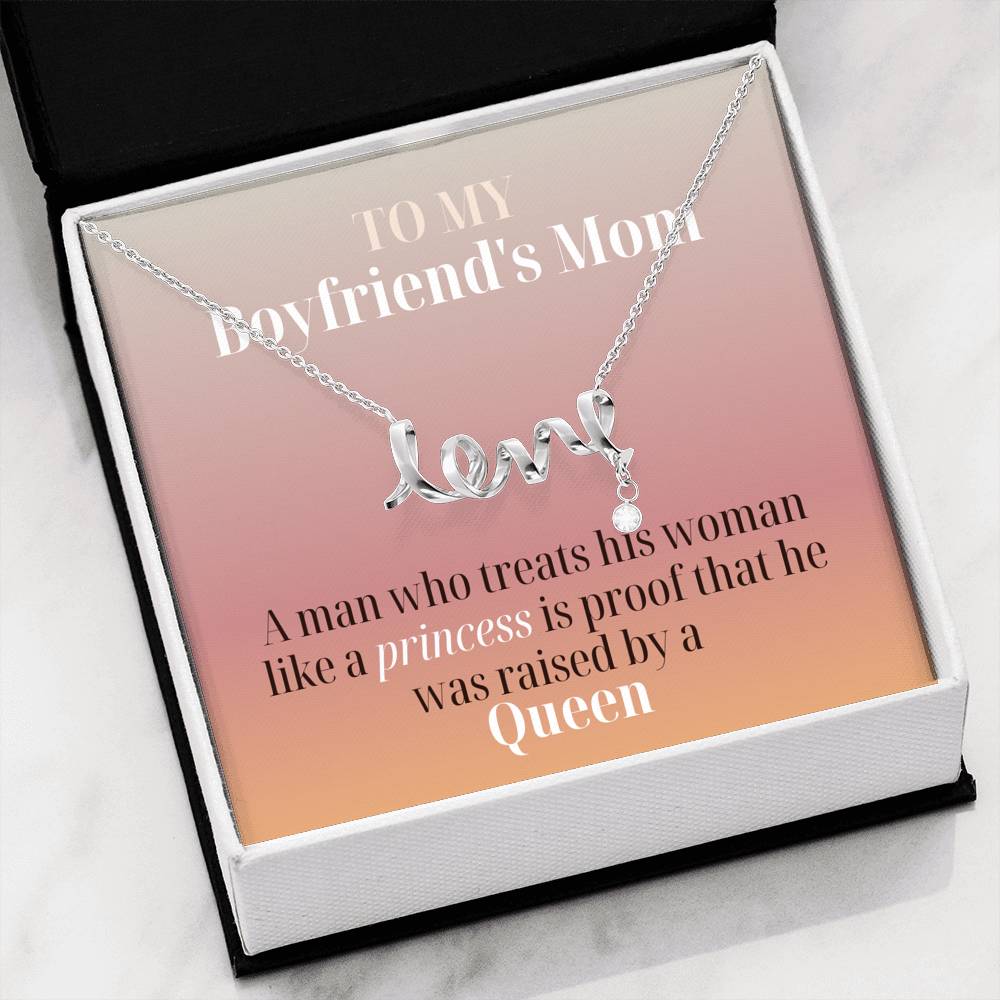 Love Scripted Mother's Day Pendent For Boyfriend's Mom On Mother's Day