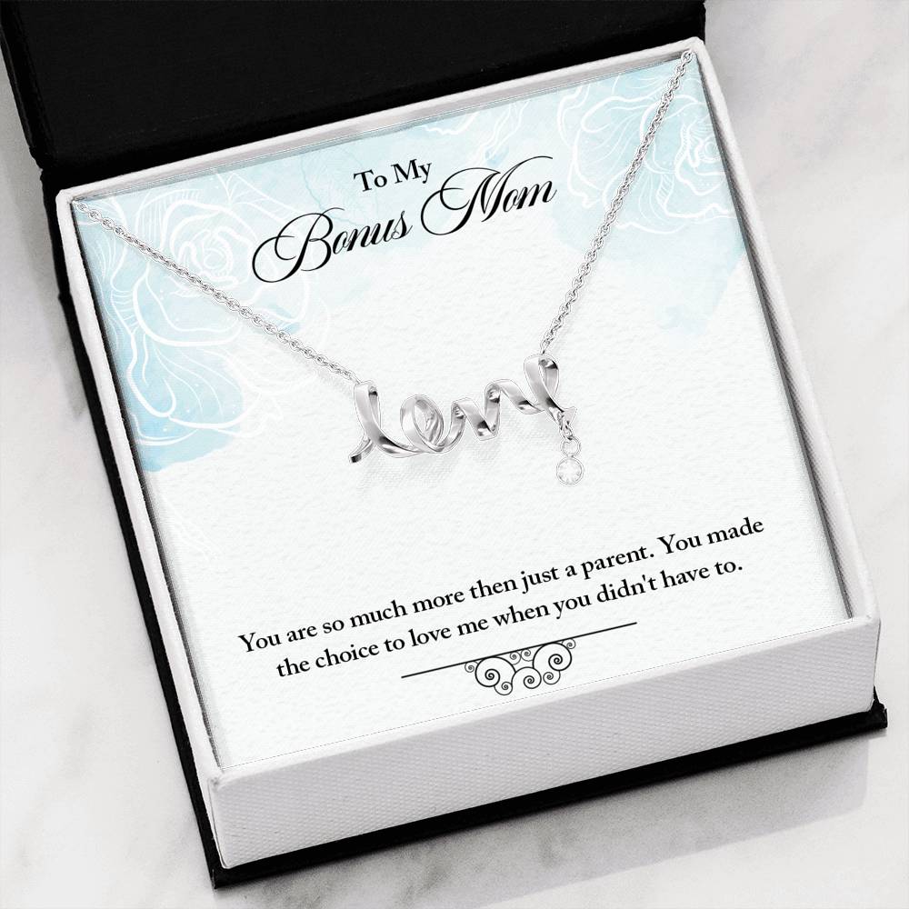 Personalized To My Mom Necklace for Her Birthday Valentines Mothers Day Gift to my Mom Scripted Love Necklace for Women with Message Card