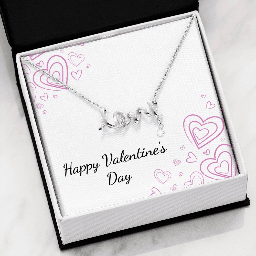 Personalized Wife Girlfriend Necklace for Her Valentines Birthday Anniversary Gift Scripted Love Necklace for Women with Message Card