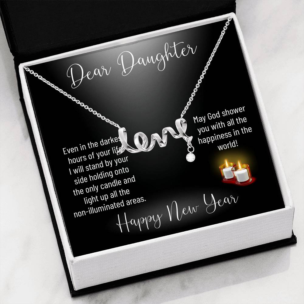 Personalized Gift Daughter Necklace for Her Valentines Birthday Gift Scripted Love Necklace for Women with Message Card