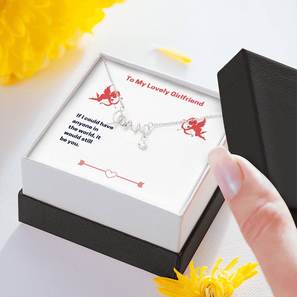 Personalized To My Girlfriend Necklace for Her Birthday Valentines Anniversary Gift Scripted Love Hearts Necklace for Women with Message Card
