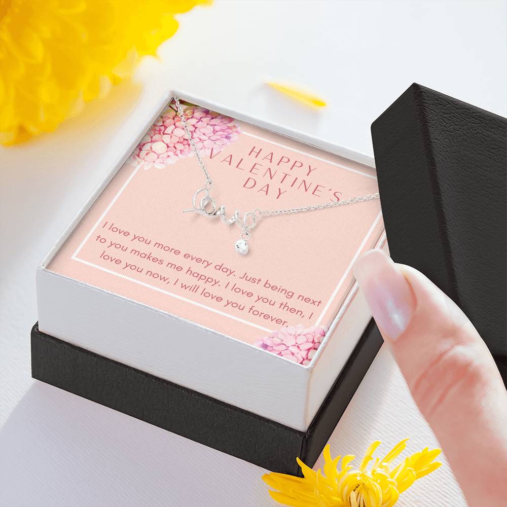 Love Scripted Necklace Gift For Wife Girlfriend On Valentine's Day Birthday Gift From Partner Husband