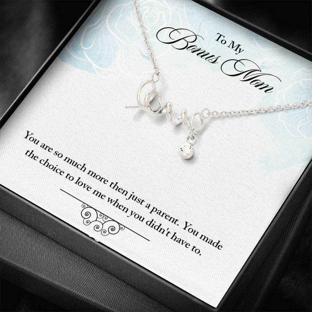 Personalized To My Mom Necklace for Her Birthday Valentines Mothers Day Gift to my Mom Scripted Love Necklace for Women with Message Card