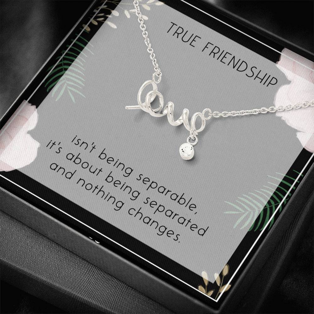 Friendship Love Scripted Necklace To My True Friend On Birthday Wedding Gift