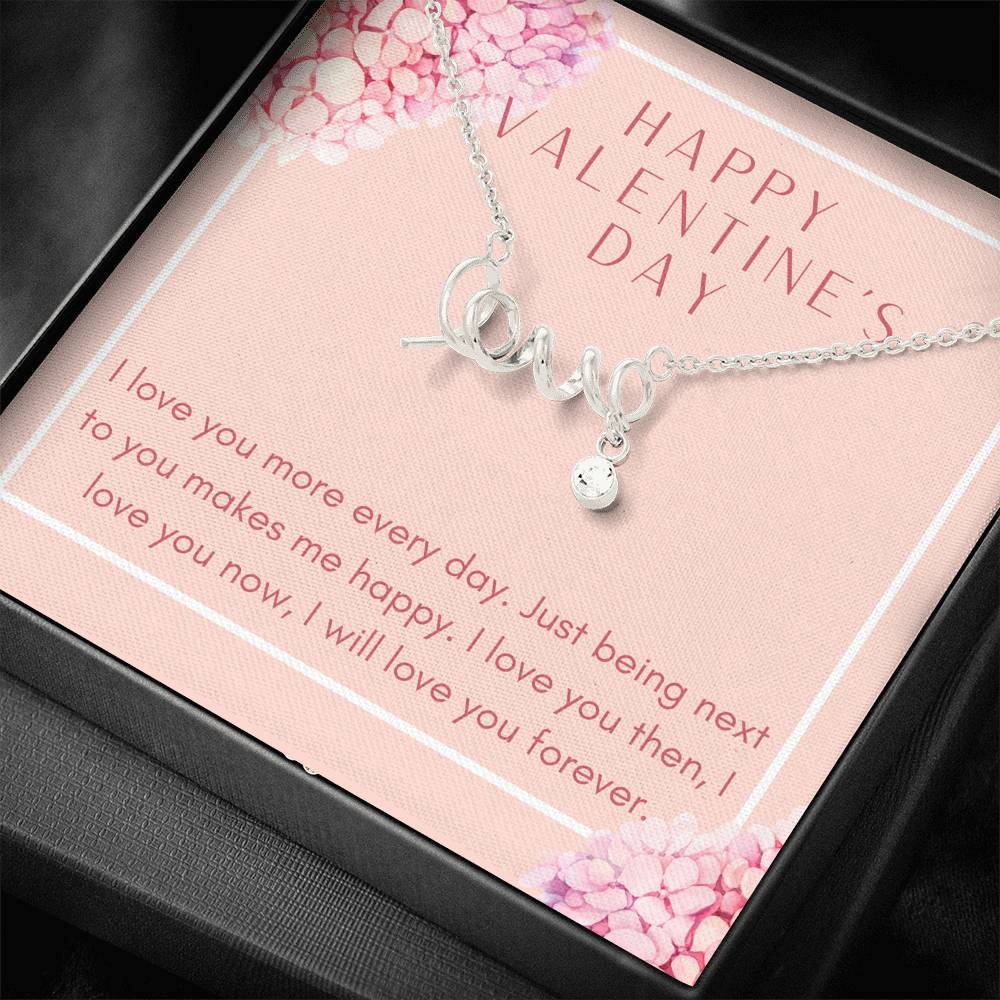 Love Scripted Necklace Gift For Wife Girlfriend On Valentine's Day Birthday Gift From Partner Husband