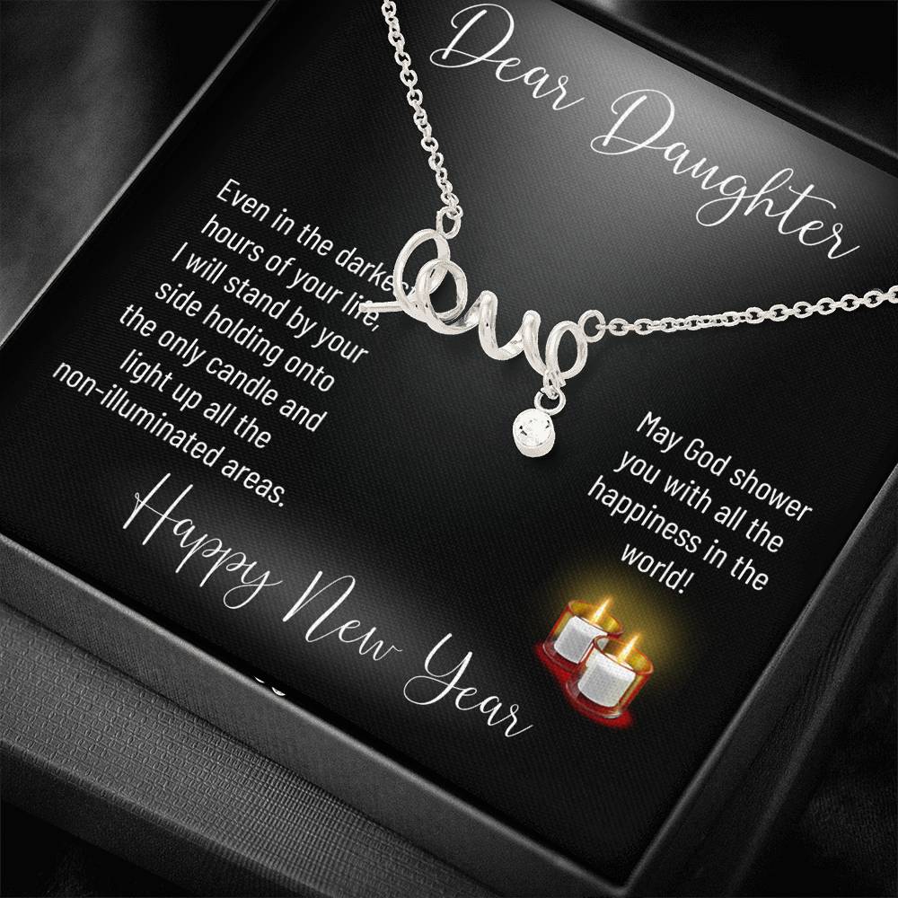 Personalized Gift Daughter Necklace for Her Valentines Birthday Gift Scripted Love Necklace for Women with Message Card