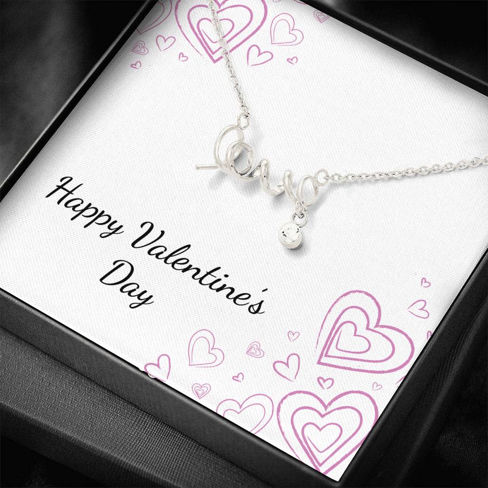 Personalized Wife Girlfriend Necklace for Her Valentines Birthday Anniversary Gift Scripted Love Necklace for Women with Message Card