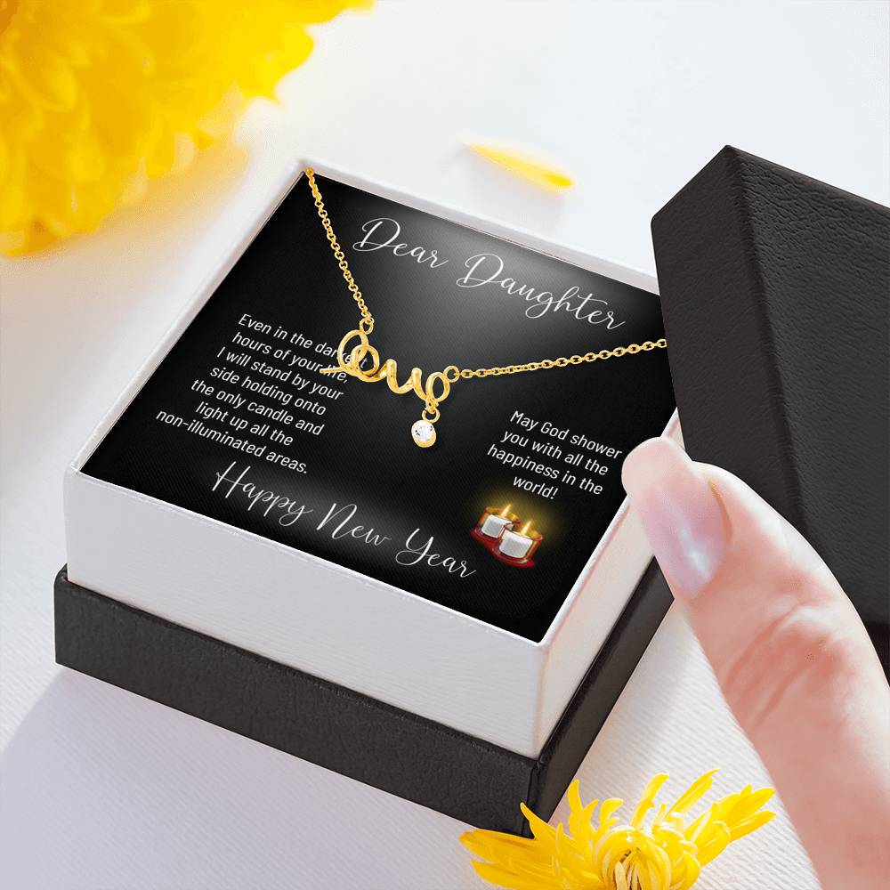 Personalized Gift Daughter Necklace for Her Valentines Birthday Gift Scripted Love Necklace for Women with Message Card