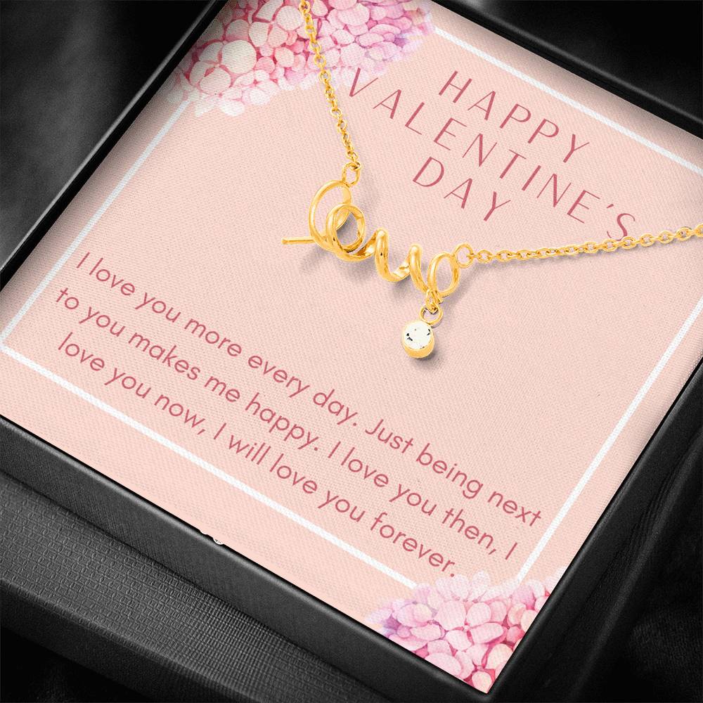 Love Scripted Necklace Gift For Wife Girlfriend On Valentine's Day Birthday Gift From Partner Husband