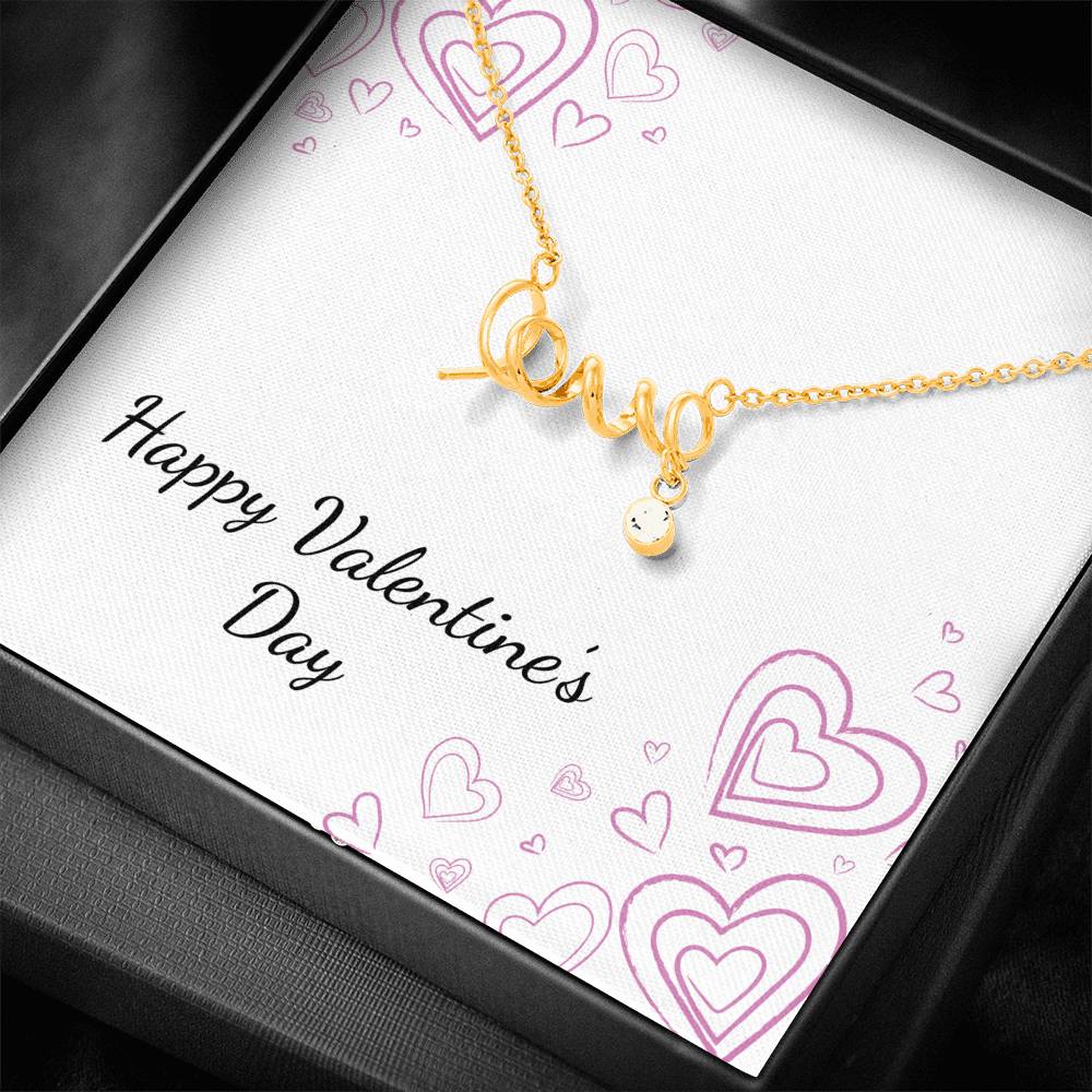 Personalized Wife Girlfriend Necklace for Her Valentines Birthday Anniversary Gift Scripted Love Necklace for Women with Message Card