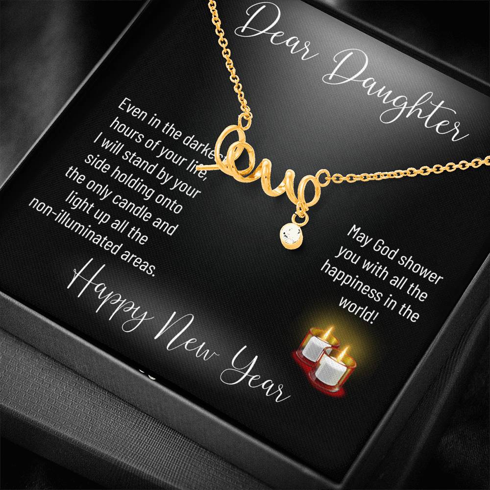 Personalized Gift Daughter Necklace for Her Valentines Birthday Gift Scripted Love Necklace for Women with Message Card