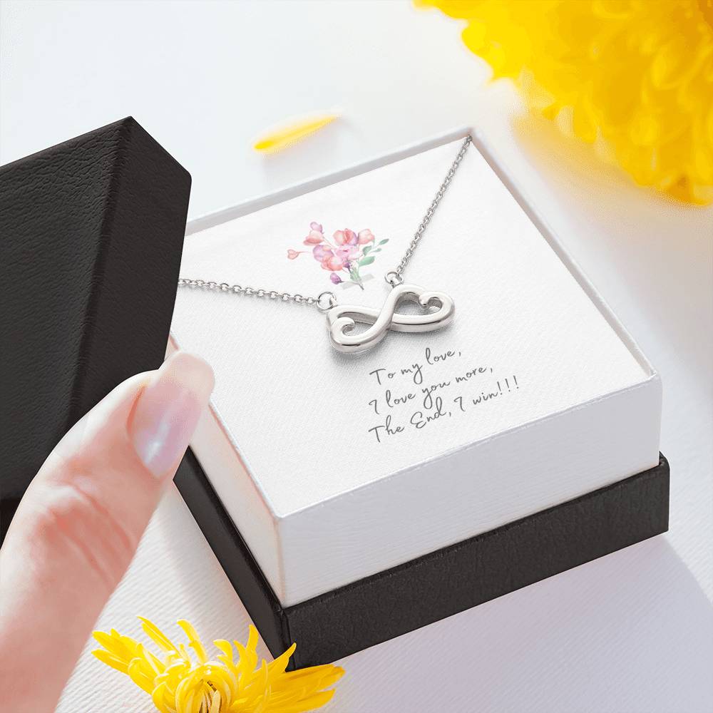 Personalized Wife Girlfriend Necklace for Her Valentines Birthday Gift Infinity Hearts Necklace for Women with Message Card