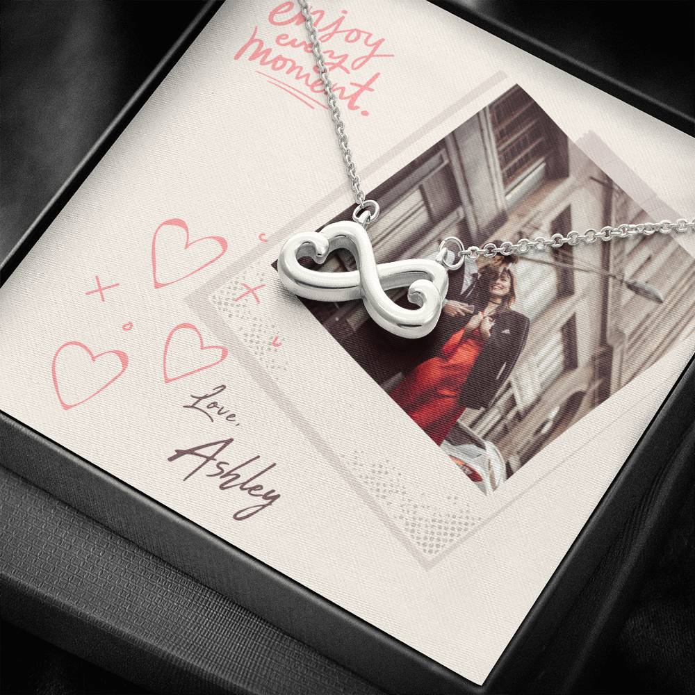 Personalized Gift Girlfriend Necklace for Her Valentines Birthday Gift Infinity Hearts Necklace for Women with Message Card
