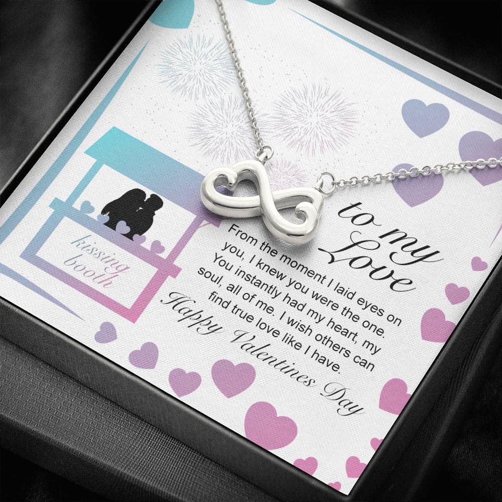 Personalized Wife Girlfriend Necklace for Her Valentines Birthday Anniversary Gift Infinity Hearts Necklace for Women with Message Card