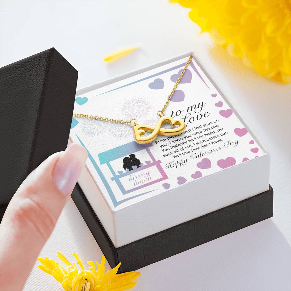 Personalized Wife Girlfriend Necklace for Her Valentines Birthday Anniversary Gift Infinity Hearts Necklace for Women with Message Card