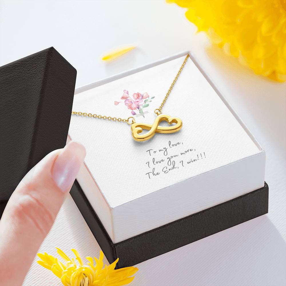 Personalized Wife Girlfriend Necklace for Her Valentines Birthday Gift Infinity Hearts Necklace for Women with Message Card