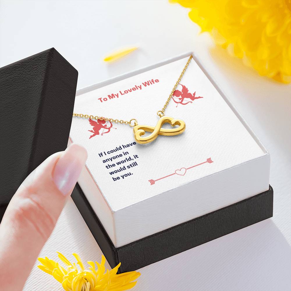 Personalized To my Wife Necklace for Her Valentines Birthday Gift Infinity Hearts Necklace for Women with Message Card