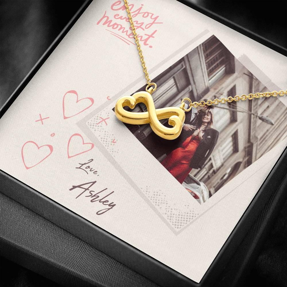 Personalized Gift Girlfriend Necklace for Her Valentines Birthday Gift Infinity Hearts Necklace for Women with Message Card