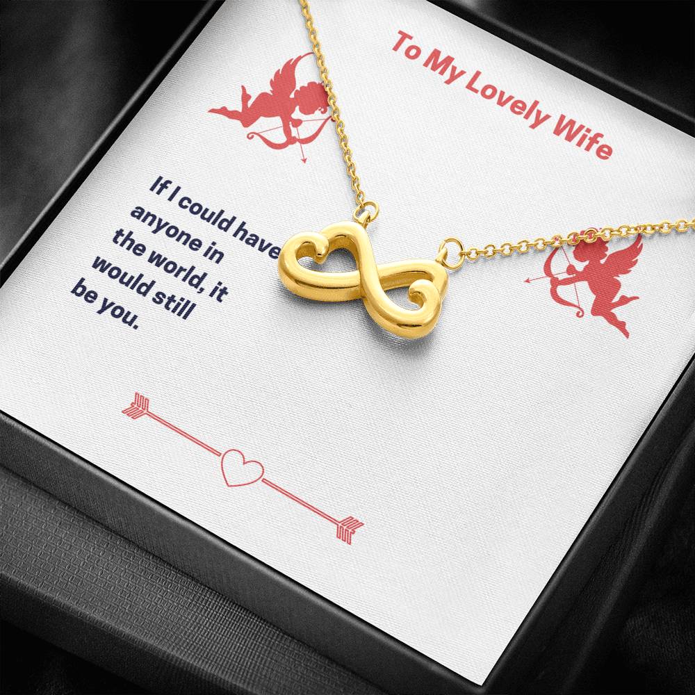Personalized To my Wife Necklace for Her Valentines Birthday Gift Infinity Hearts Necklace for Women with Message Card