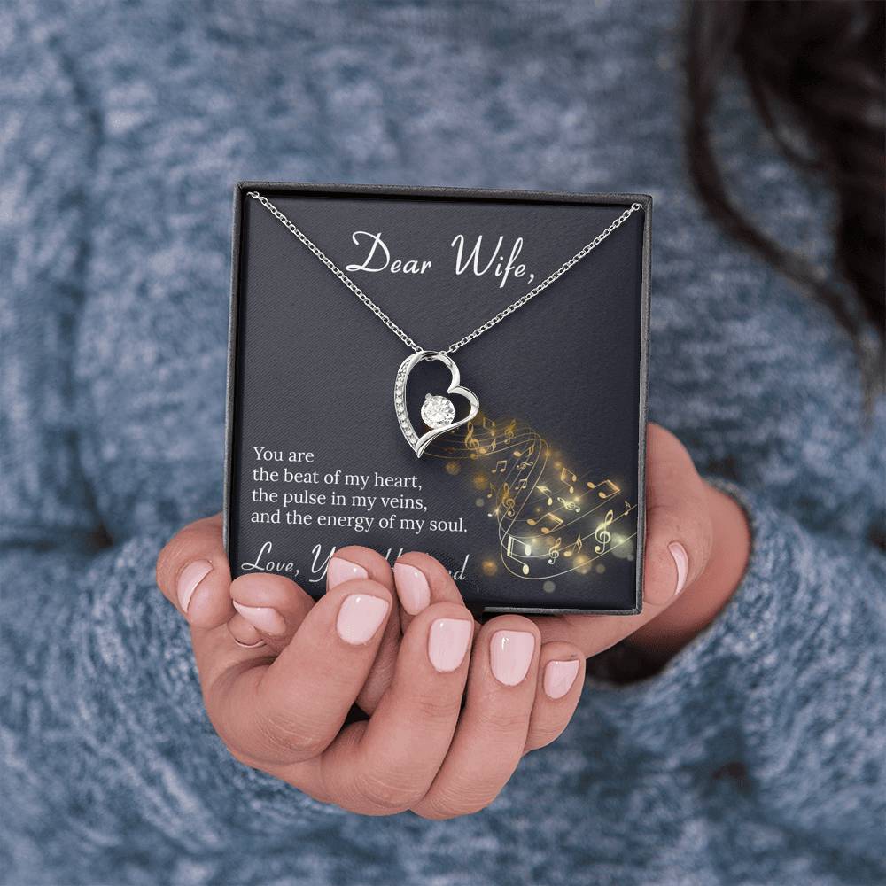 Dear Wife BEAT OF MY HEART Forever Love Necklace