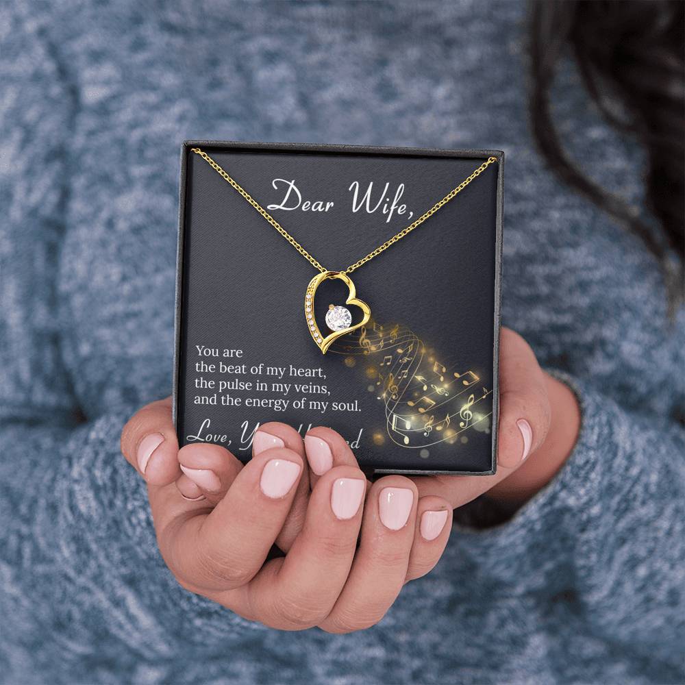 Dear Wife BEAT OF MY HEART Forever Love Necklace