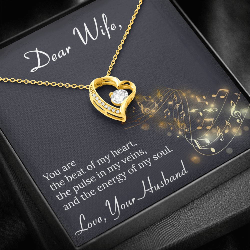 Dear Wife BEAT OF MY HEART Forever Love Necklace