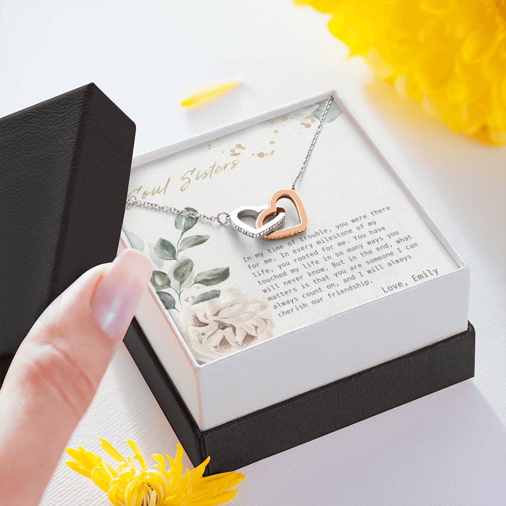 Personalized Gift For Women Birthday Wedding Engagement Gift Interlocked Heart Pendent Gift To My Soul Sister