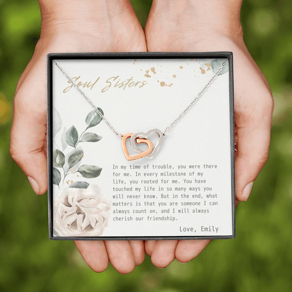 Personalized Gift For Women Birthday Wedding Engagement Gift Interlocked Heart Pendent Gift To My Soul Sister