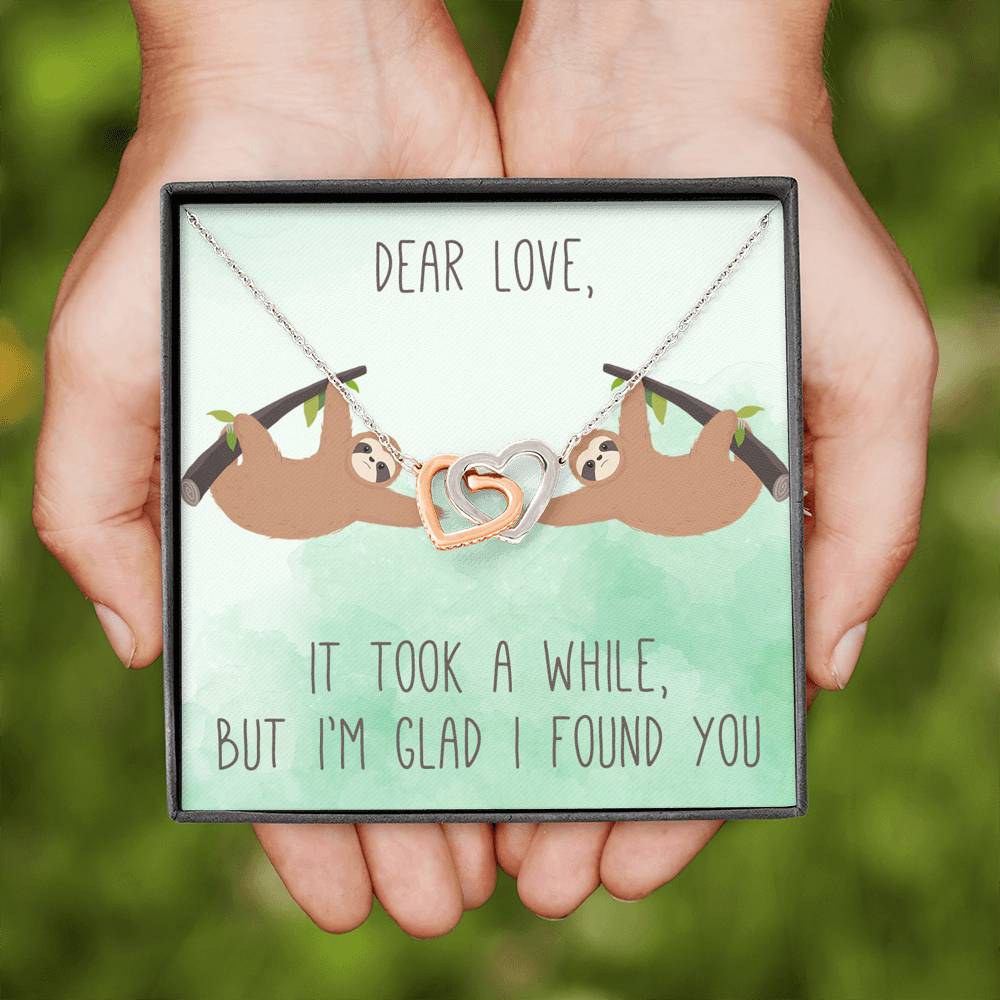 Personalized To my Wife Necklace for Her Valentines Birthday Anniversary Gift Interlocking Hearts Necklace for Women with Message Card